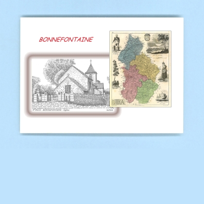Cartes Postales impression Noir avec dpartement sur la ville de BONNEFONTAINE Titre : eglise