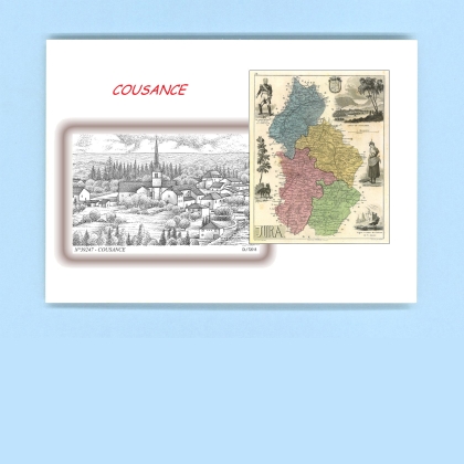 Cartes Postales impression Noir avec dpartement sur la ville de COUSANCE Titre : vue