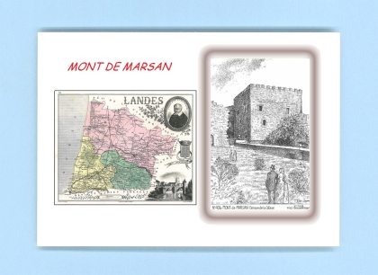 Cartes Postales impression Noir avec dpartement sur la ville de MONT DE MARSAN Titre : donjon de la cataye