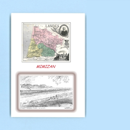 Cartes Postales impression Noir avec dpartement sur la ville de MIMIZAN Titre : le courant