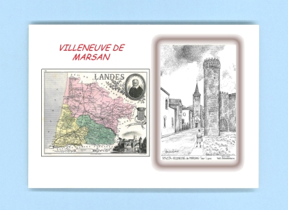 Cartes Postales impression Noir avec dpartement sur la ville de VILLENEUVE DE MARSAN Titre : tour lignac