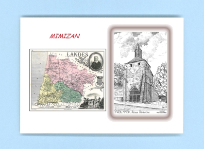 Cartes Postales impression Noir avec dpartement sur la ville de MIMIZAN Titre : abbaye benedictine
