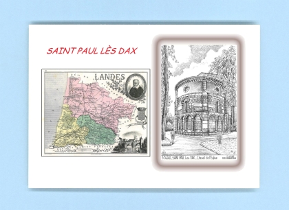 Cartes Postales impression Noir avec dpartement sur la ville de ST PAUL LES DAX Titre : chevet de l eglise