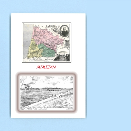 Cartes Postales impression Noir avec dpartement sur la ville de MIMIZAN Titre : le courant