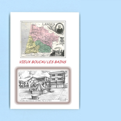 Cartes Postales impression Noir avec dpartement sur la ville de VIEUX BOUCAU LES BAINS Titre : place de la mairie