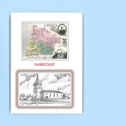 Cartes Postales impression Noir avec dpartement sur la ville de NARROSSE Titre : eglise