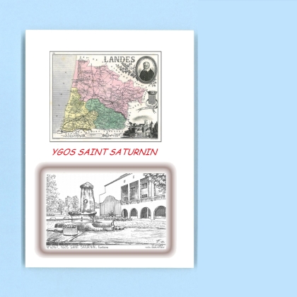 Cartes Postales impression Noir avec dpartement sur la ville de YGOS ST SATURNIN Titre : fontaine