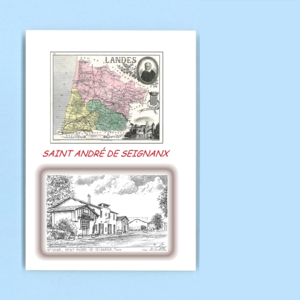 Cartes Postales impression Noir avec dpartement sur la ville de ST ANDRE DE SEIGNANX Titre : mairie