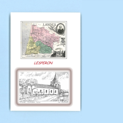 Cartes Postales impression Noir avec dpartement sur la ville de LESPERON Titre : eglise