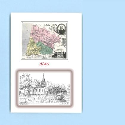 Cartes Postales impression Noir avec dpartement sur la ville de BIAS Titre : vue