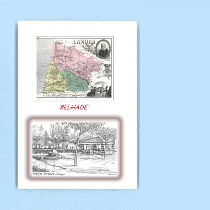 Cartes Postales impression Noir avec dpartement sur la ville de BELHADE Titre : kiosque