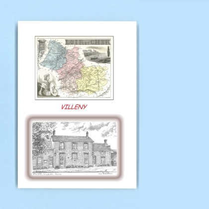 Cartes Postales impression Noir avec dpartement sur la ville de VILLENY Titre : mairie