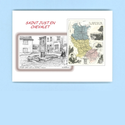 Cartes Postales impression Noir avec dpartement sur la ville de ST JUST EN CHEVALET Titre : fontaine