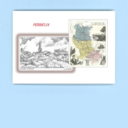 Cartes Postales impression Noir avec dpartement sur la ville de PERREUX Titre : vue