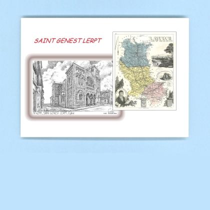 Cartes Postales impression Noir avec dpartement sur la ville de ST GENEST LERPT Titre : eglise