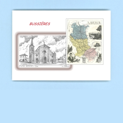 Cartes Postales impression Noir avec dpartement sur la ville de BUSSIERES Titre : eglise