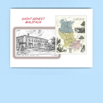 Cartes Postales impression Noir avec dpartement sur la ville de ST GENEST MALIFAUX Titre : mairie