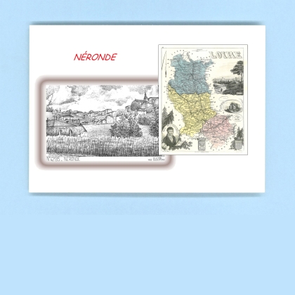 Cartes Postales impression Noir avec dpartement sur la ville de NERONDE Titre : vue