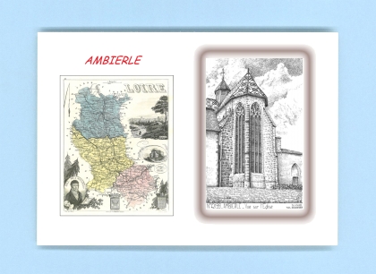 Cartes Postales impression Noir avec dpartement sur la ville de AMBIERLE Titre : vue sur l eglise