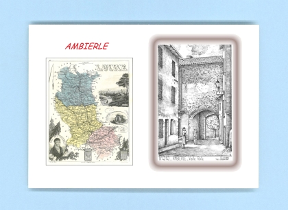 Cartes Postales impression Noir avec dpartement sur la ville de AMBIERLE Titre : vieille porte