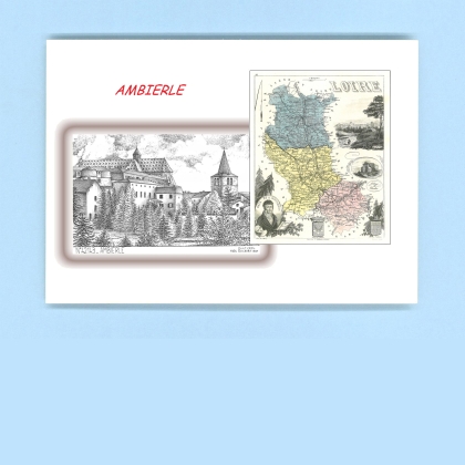 Cartes Postales impression Noir avec dpartement sur la ville de AMBIERLE Titre : vue