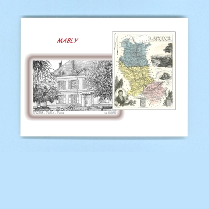 Cartes Postales impression Noir avec dpartement sur la ville de MABLY Titre : mairie