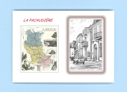 Cartes Postales impression Noir avec dpartement sur la ville de LA PACAUDIERE Titre : ancienne mairie