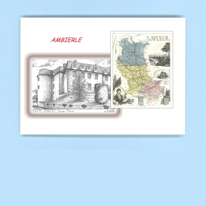 Cartes Postales impression Noir avec dpartement sur la ville de AMBIERLE Titre : ancien prieure