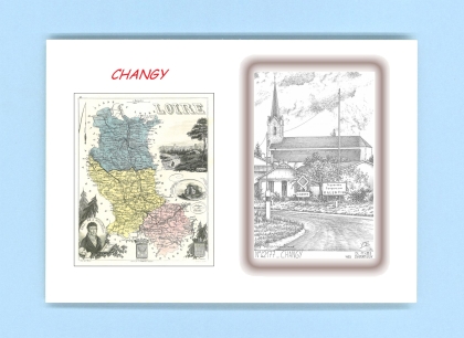 Cartes Postales impression Noir avec dpartement sur la ville de CHANGY Titre : vue