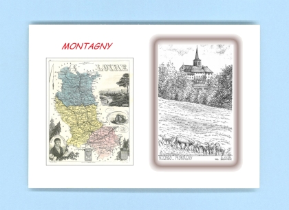 Cartes Postales impression Noir avec dpartement sur la ville de MONTAGNY Titre : vue