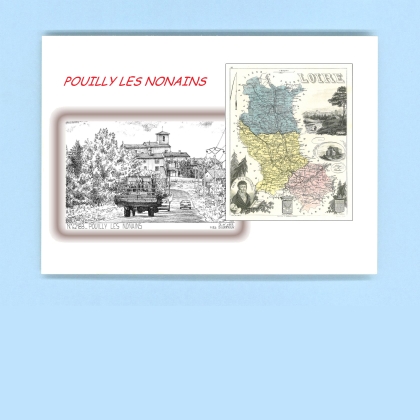 Cartes Postales impression Noir avec dpartement sur la ville de POUILLY LES NONAINS Titre : vue