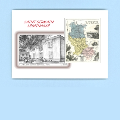 Cartes Postales impression Noir avec dpartement sur la ville de ST GERMAIN LESPINASSE Titre : mairie