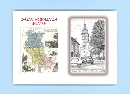 Cartes Postales impression Noir avec dpartement sur la ville de ST ROMAIN LA MOTTE Titre : eglise