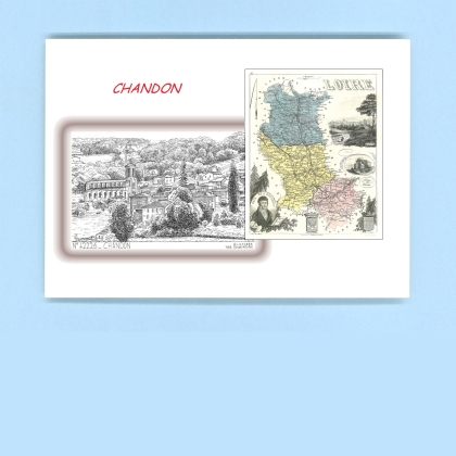 Cartes Postales impression Noir avec dpartement sur la ville de CHANDON Titre : vue
