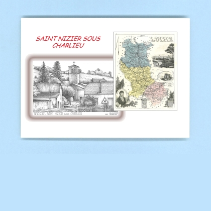 Cartes Postales impression Noir avec dpartement sur la ville de ST NIZIER SOUS CHARLIEU Titre : vue