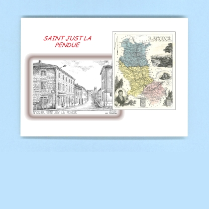 Cartes Postales impression Noir avec dpartement sur la ville de ST JUST LA PENDUE Titre : vue