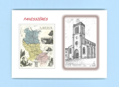 Cartes Postales impression Noir avec dpartement sur la ville de PANISSIERES Titre : eglise