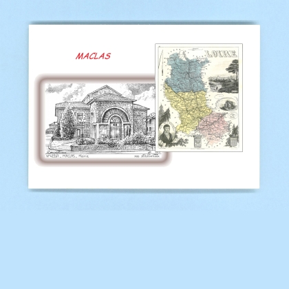 Cartes Postales impression Noir avec dpartement sur la ville de MACLAS Titre : mairie