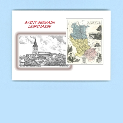 Cartes Postales impression Noir avec dpartement sur la ville de ST GERMAIN LESPINASSE Titre : vue