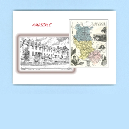 Cartes Postales impression Noir avec dpartement sur la ville de AMBIERLE Titre : mairie