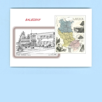 Cartes Postales impression Noir avec dpartement sur la ville de BALBIGNY Titre : mairie