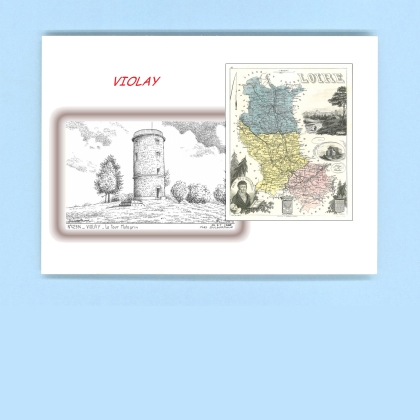 Cartes Postales impression Noir avec dpartement sur la ville de VIOLAY Titre : la tour matagrin