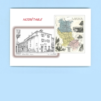 Cartes Postales impression Noir avec dpartement sur la ville de NOIRETABLE Titre : mairie