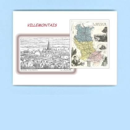 Cartes Postales impression Noir avec dpartement sur la ville de VILLEMONTAIS Titre : vue