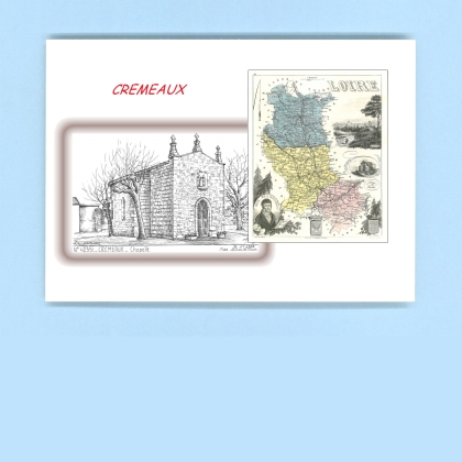 Cartes Postales impression Noir avec dpartement sur la ville de CREMEAUX Titre : chapelle
