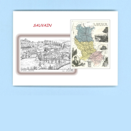 Cartes Postales impression Noir avec dpartement sur la ville de SAUVAIN Titre : vue