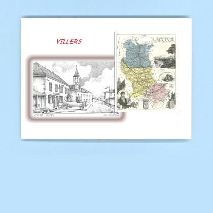 Cartes Postales impression Noir avec dpartement sur la ville de VILLERS Titre : vue
