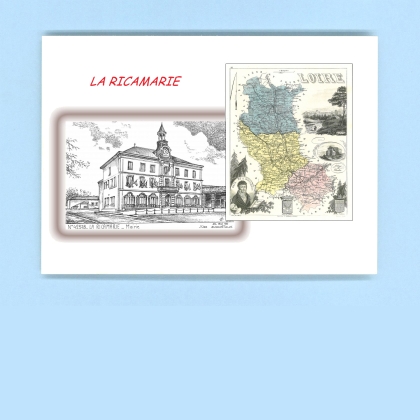 Cartes Postales impression Noir avec dpartement sur la ville de LA RICAMARIE Titre : mairie