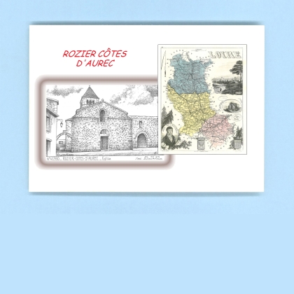 Cartes Postales impression Noir avec dpartement sur la ville de ROZIER COTES D AUREC Titre : eglise