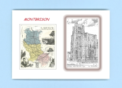 Cartes Postales impression Noir avec dpartement sur la ville de MONTBRISON Titre : eglise